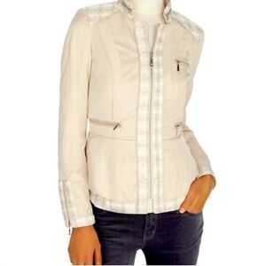 White House, black market Tweed and nylon full plum jacket chain trim 14